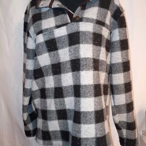 Black and White Plaid Pullover Sweater
